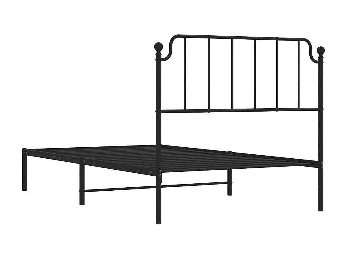 Cadre de lit métal sans matelas avec tête de lit noir 107x203cm