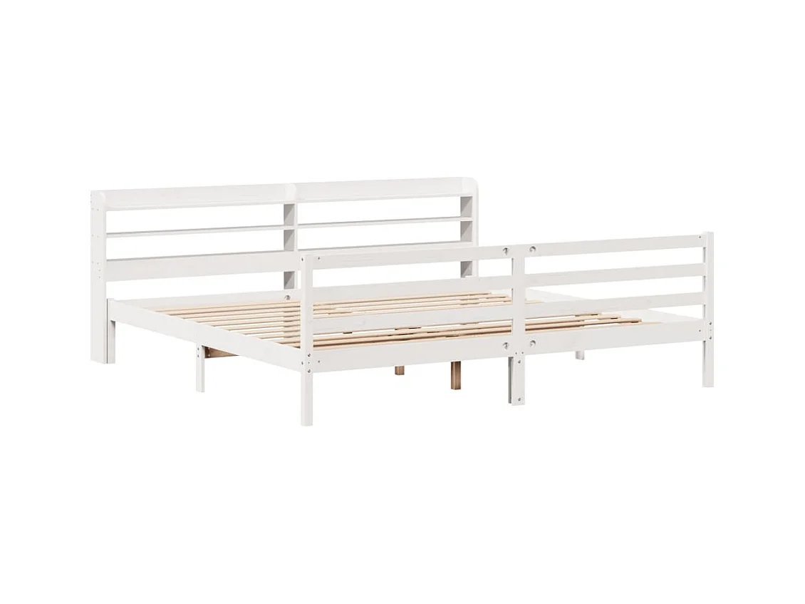 Cadre de lit avec tête de lit sans matelas blanc 200x200 cm