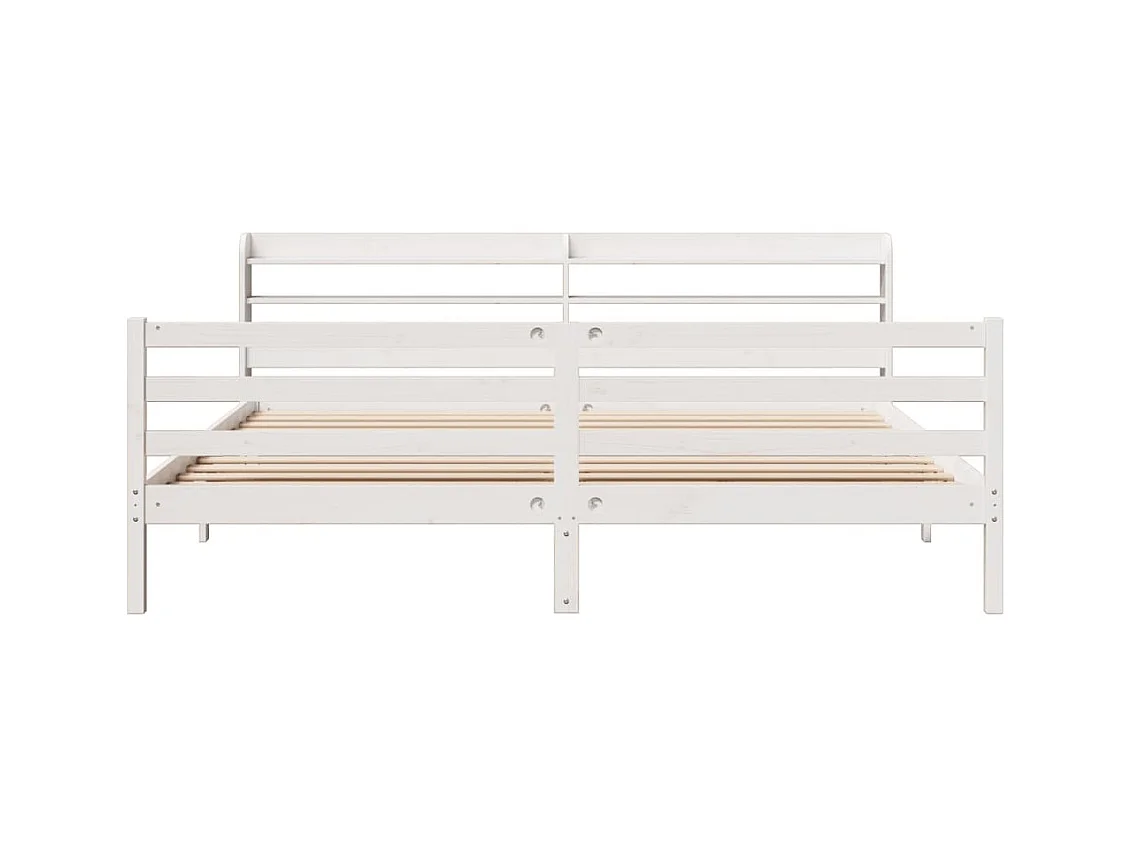 Cadre de lit avec tête de lit sans matelas blanc 200x200 cm