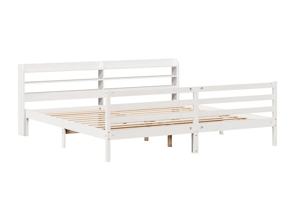 Estructura de cama con cabecero sin colchón blanco 200x200 cm