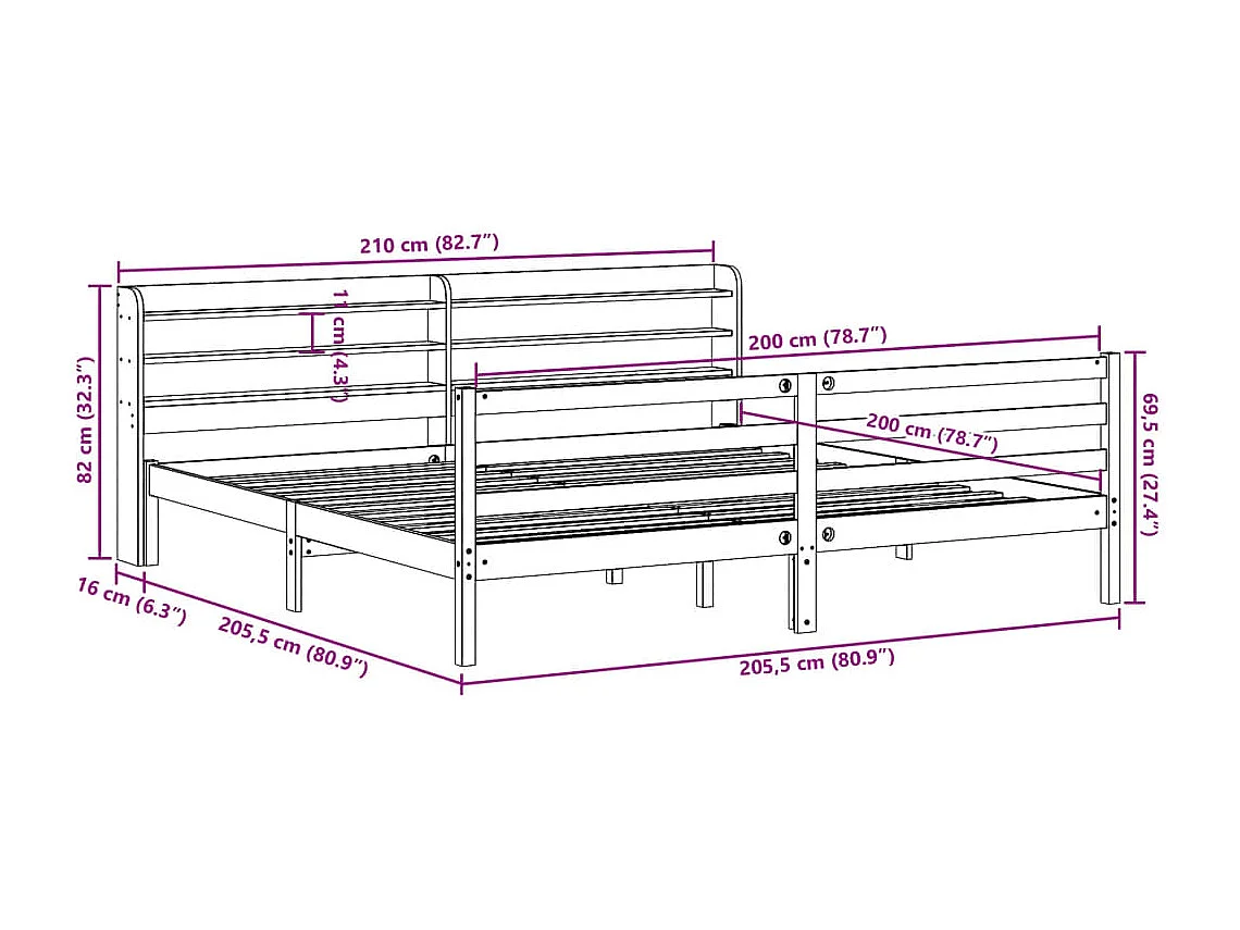 Estructura de cama con cabecero sin colchón blanco 200x200 cm