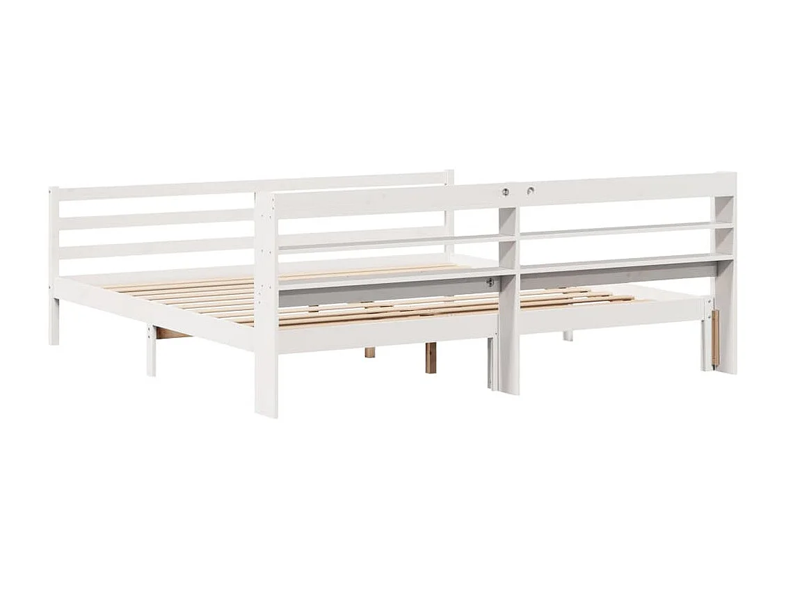 Estructura de cama con cabecero sin colchón blanco 200x200 cm