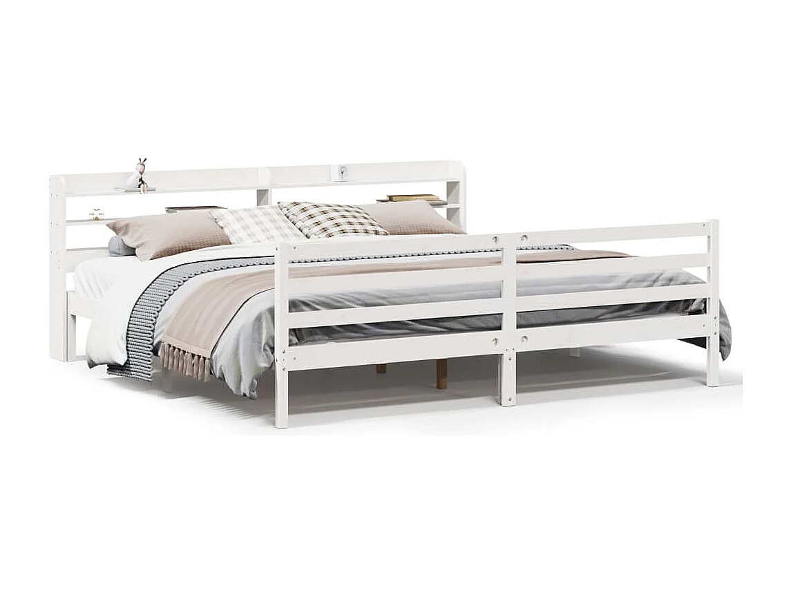 Estructura de cama con cabecero sin colchón blanco 200x200 cm