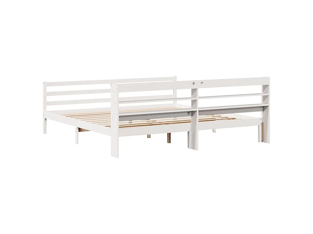 Estructura de cama con cabecero sin colchón blanco 200x200 cm