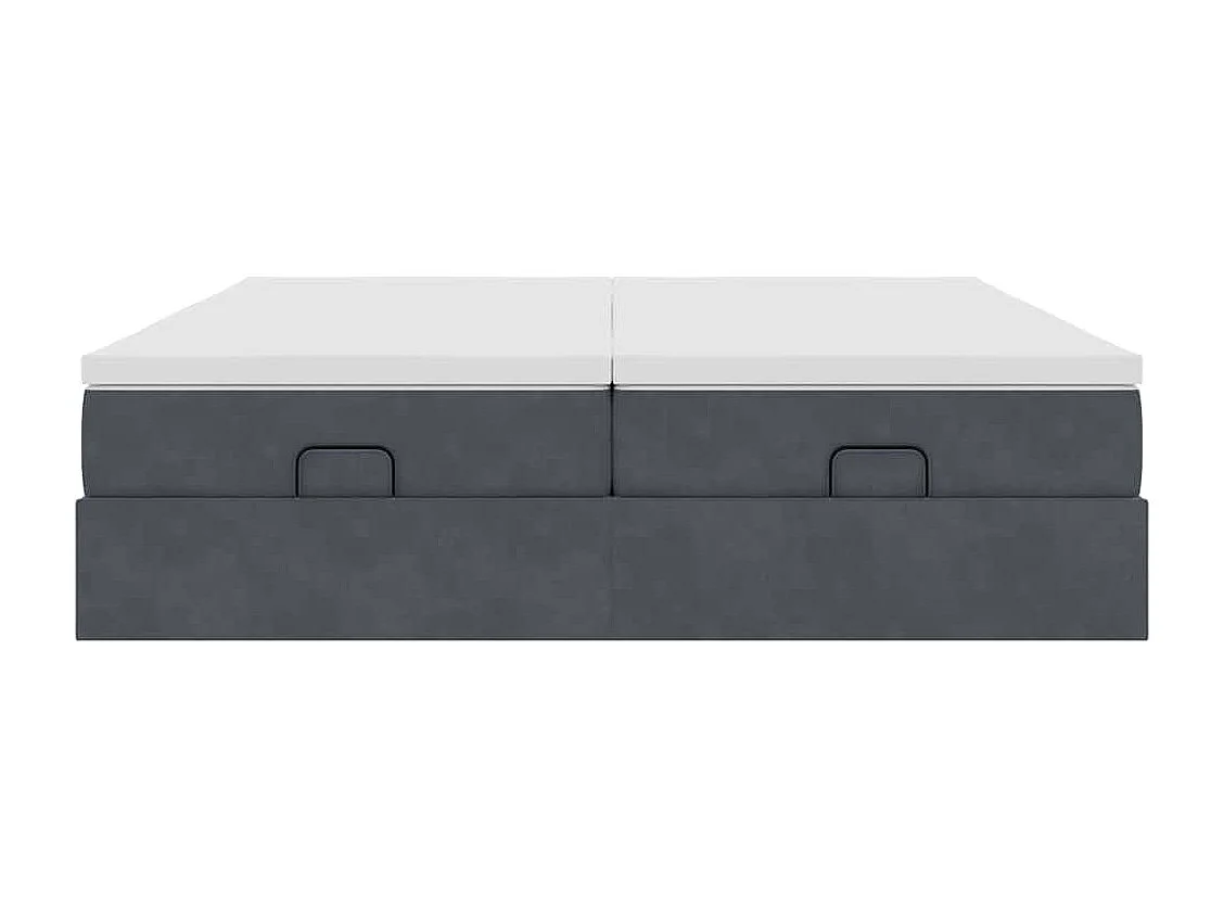 Cadre de lit ottoman avec matelas gris foncé 200x200 cm velours
