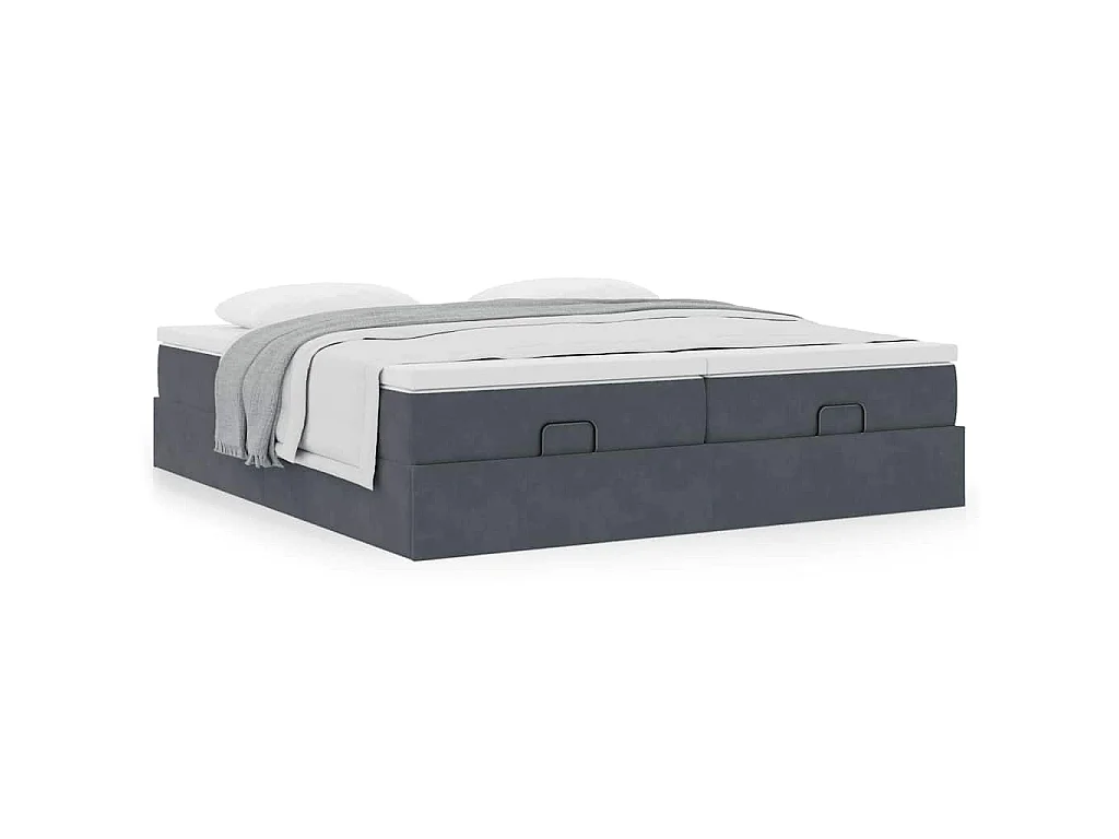 Struttura Letto Pouf con Materassi 200x200 cm Velluto