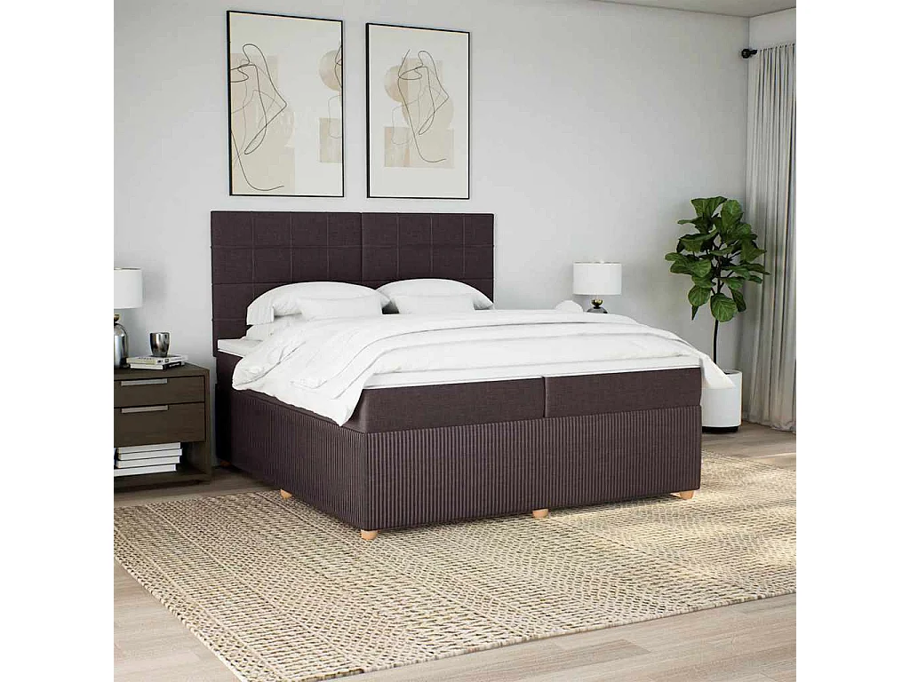 Boxspringbett mit Matratze Dunkelbraun 200x200 cm Stoff