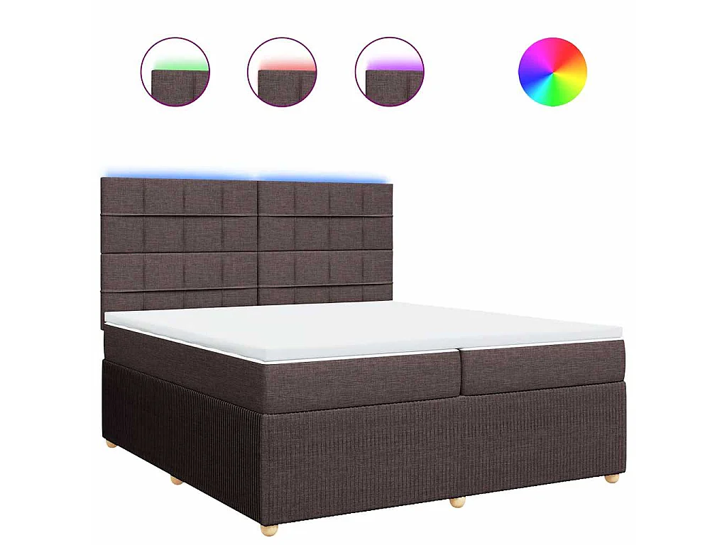 Cama box spring con colchón tela marrón oscuro 200x200 cm