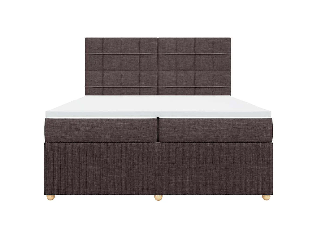 Cama box spring con colchón tela marrón oscuro 200x200 cm