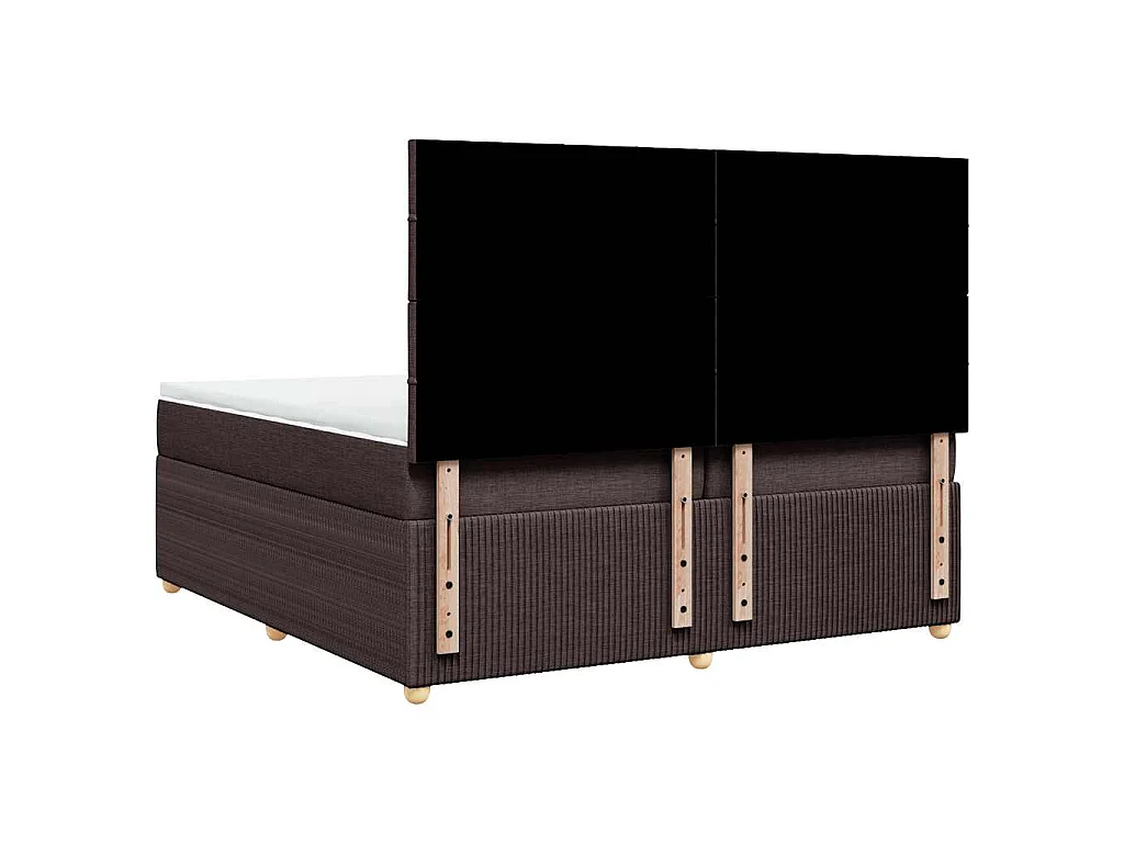 Cama box spring con colchón tela marrón oscuro 200x200 cm