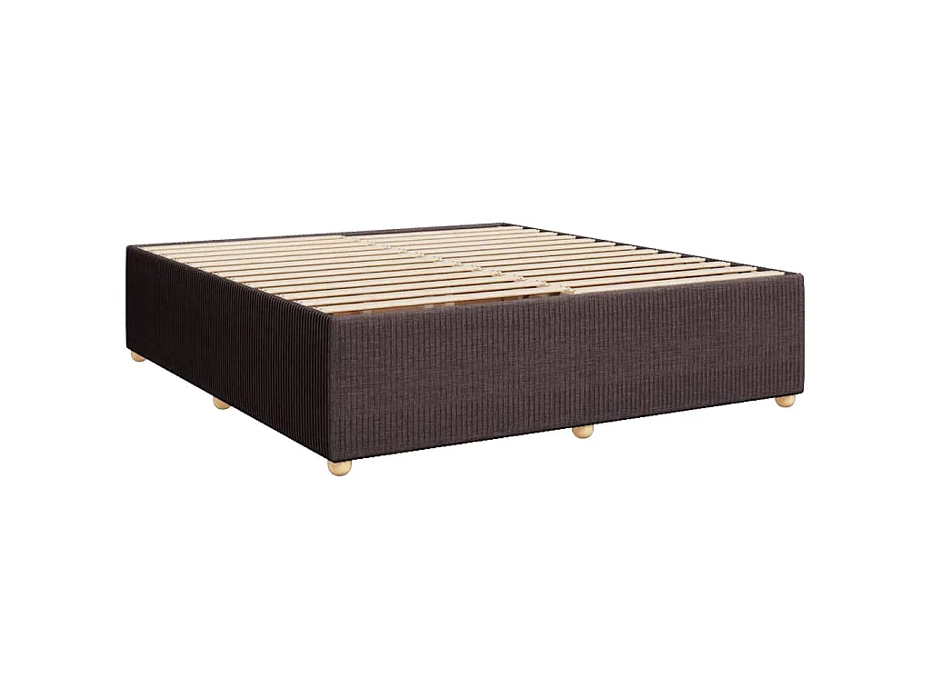 Cama box spring con colchón tela marrón oscuro 200x200 cm