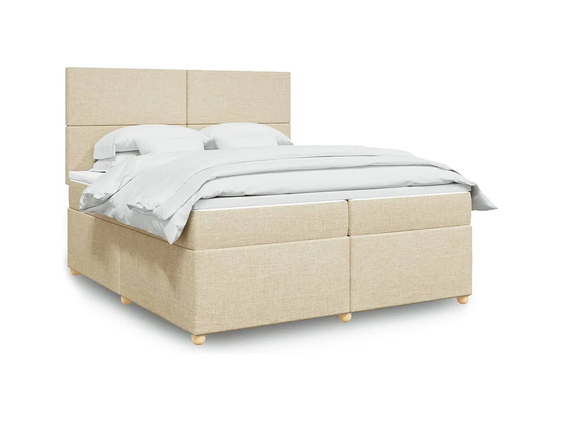 Sommier à lattes de lit avec matelas Crème 200x200 cm Tissu