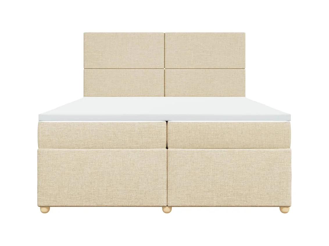 Sommier à lattes de lit avec matelas Crème 200x200 cm Tissu
