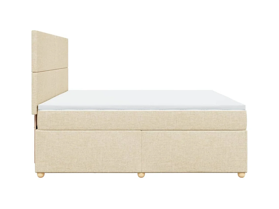 Sommier à lattes de lit avec matelas Crème 200x200 cm Tissu