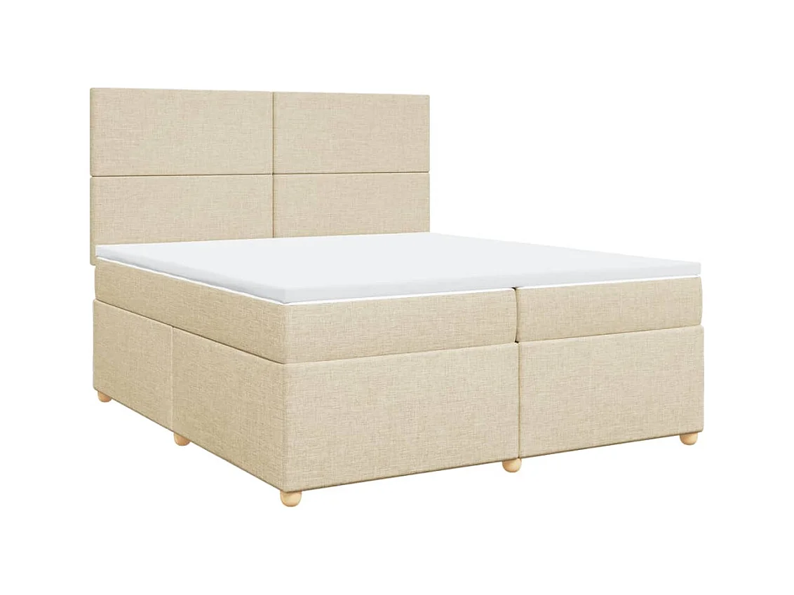 Boxspringbett mit Matratze Creme 200x200 cm Stoff
