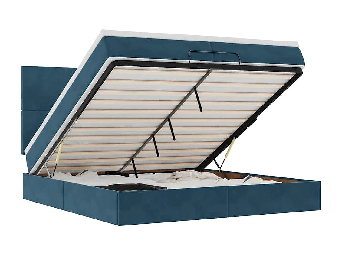 Bed poef met matrassen en leds 200x200 cm fluweel donkerblauw