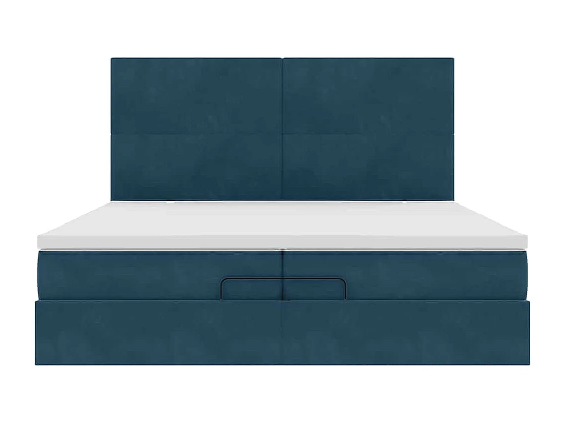 Bed poef met matrassen en leds 200x200 cm fluweel donkerblauw