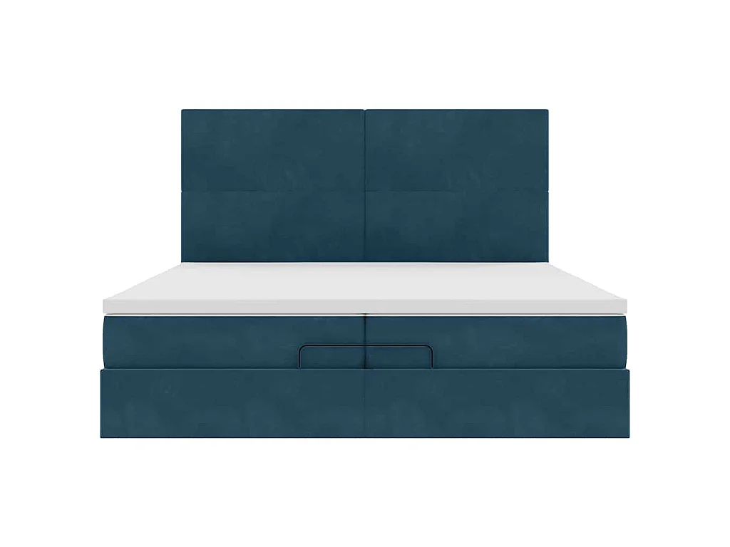 Bed poef met matrassen en leds 200x200 cm fluweel donkerblauw