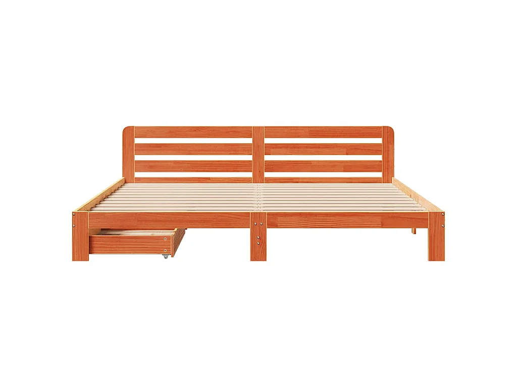 Cadre de lit sans matelas cire marron 200x200cm bois pin massif