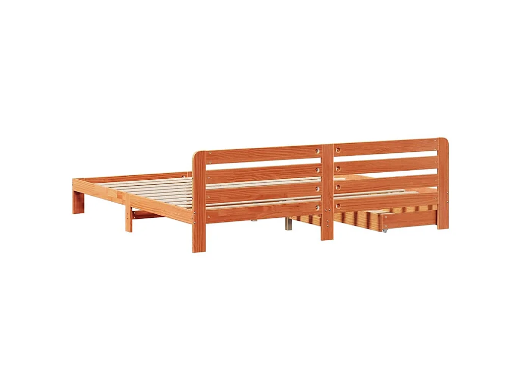 Cadre de lit sans matelas cire marron 200x200cm bois pin massif