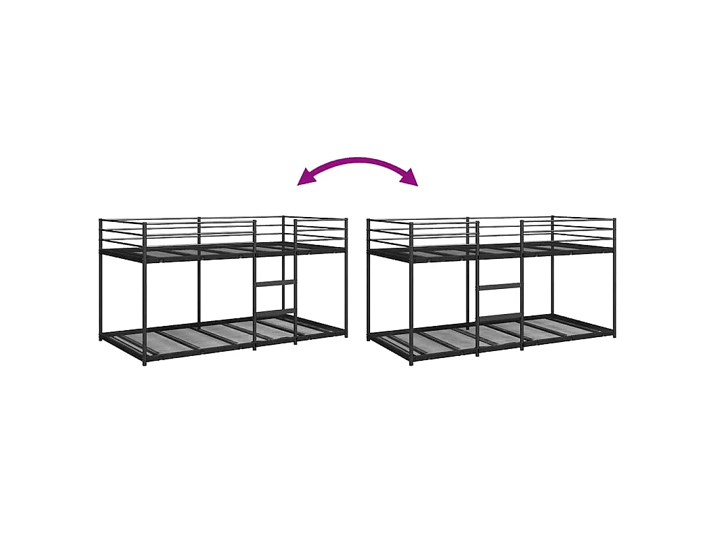 Lit superposé sans matelas noir 107x203 cm acier
