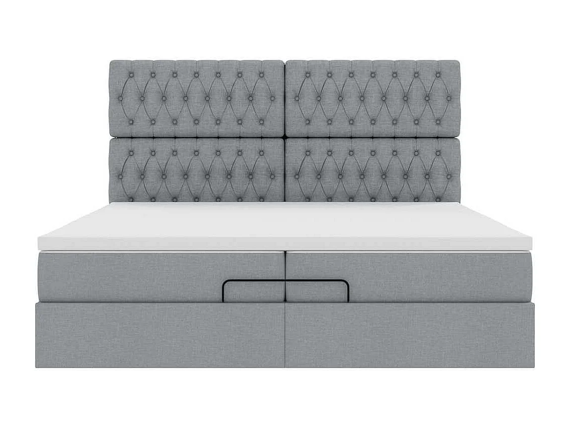 Cadre de lit ottoman avec matelas gris foncé 200x200cm tissu