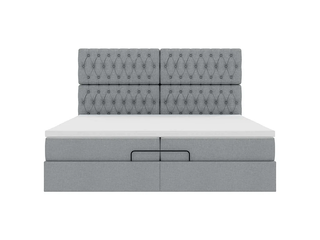 Cadre de lit ottoman avec matelas gris foncé 200x200cm tissu