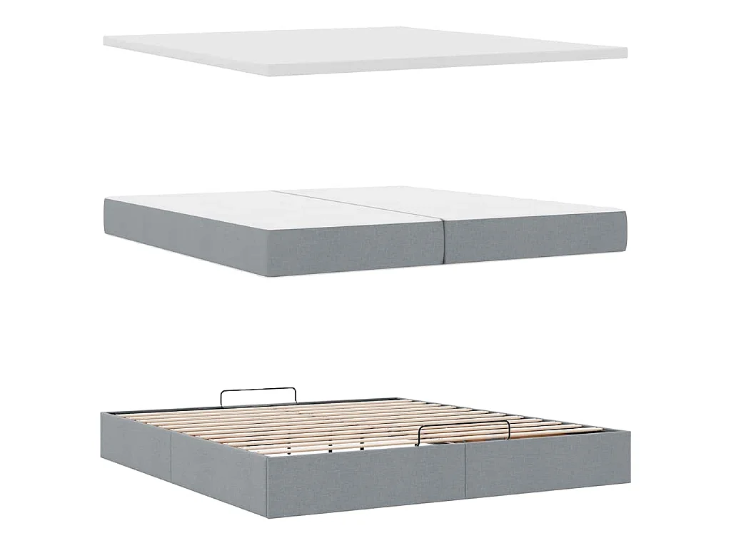 Cadre de lit ottoman avec matelas gris foncé 200x200cm tissu