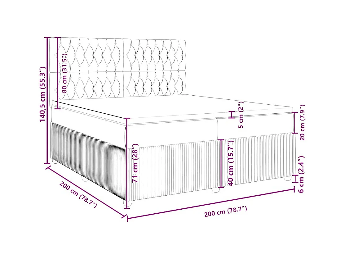 Sommier à lattes de lit avec matelas Taupe 200x200 cm Tissu