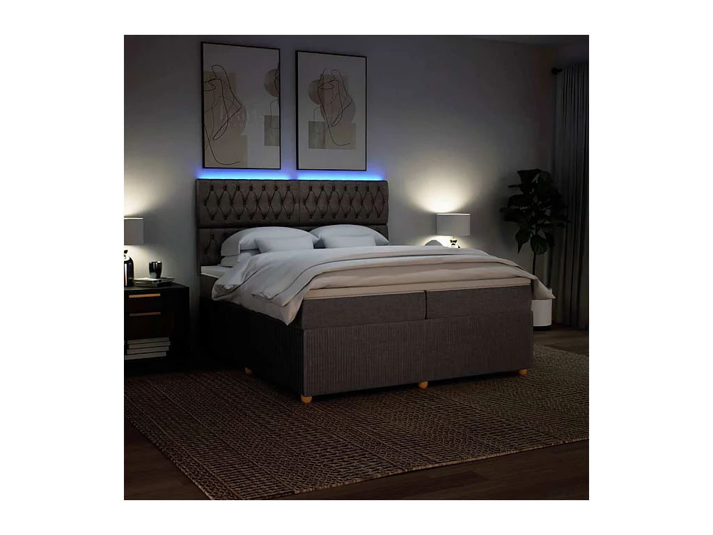 Sommier à lattes de lit avec matelas Taupe 200x200 cm Tissu