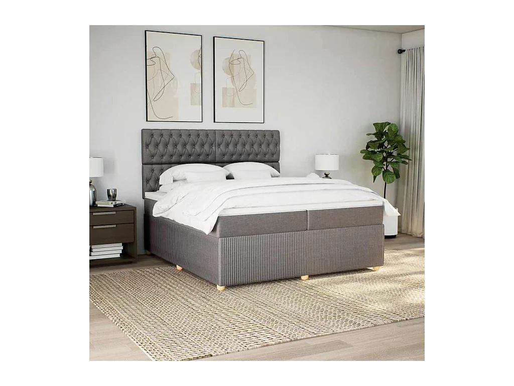 Sommier à lattes de lit avec matelas Taupe 200x200 cm Tissu