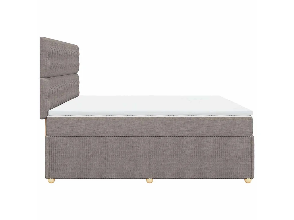 Cama box spring con colchón tela gris taupe 200x200 cm