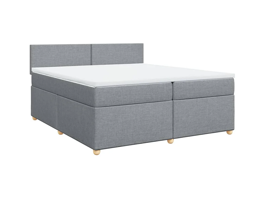 Boxspringbett mit Matratze Hellgrau 200x200 cm Stoff
