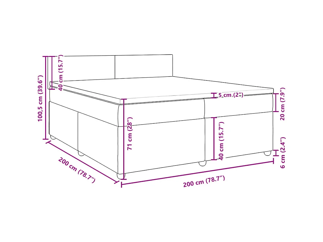 Boxspringbett mit Matratze Hellgrau 200x200 cm Stoff