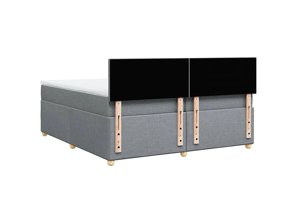 Sommier à lattes de lit avec matelas Gris clair 200x200cm Tissu
