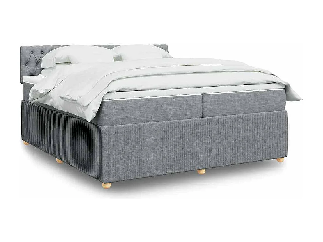 Sommier à lattes de lit avec matelas Gris clair 200x200cm Tissu