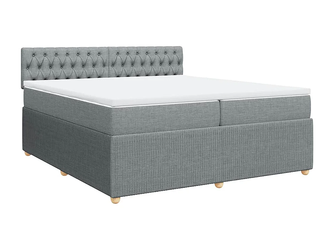 Sommier à lattes de lit avec matelas Gris clair 200x200cm Tissu