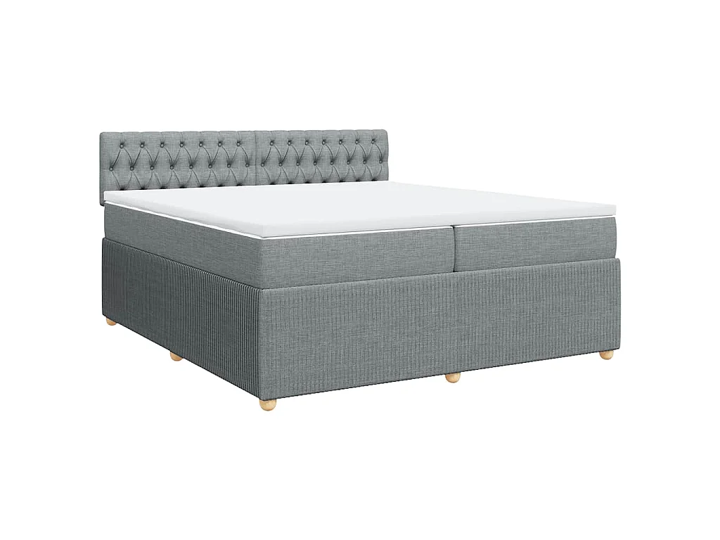Boxspringbett mit Matratze Hellgrau 200x200 cm Stoff