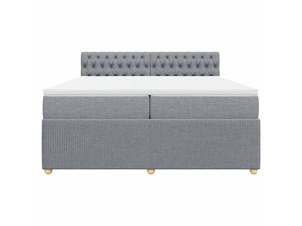 Boxspringbett mit Matratze Hellgrau 200x200 cm Stoff