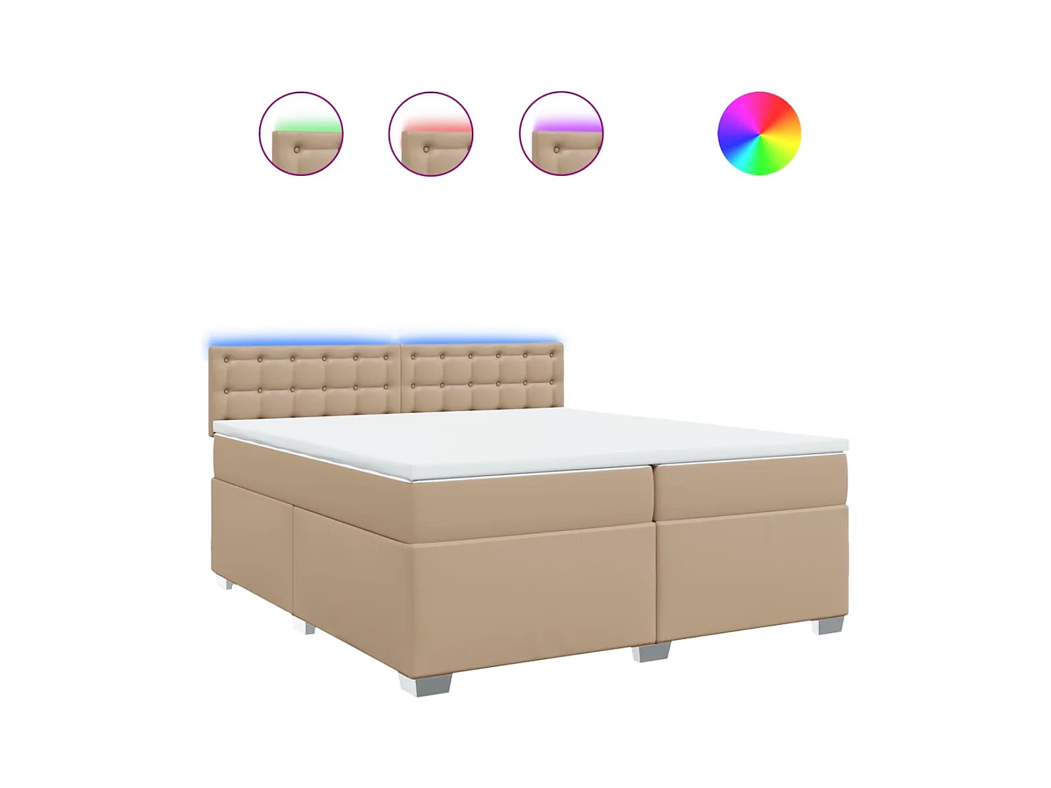 Boxspringbett Matratze Cappuccino-Braun 200x200cm Kunstleder