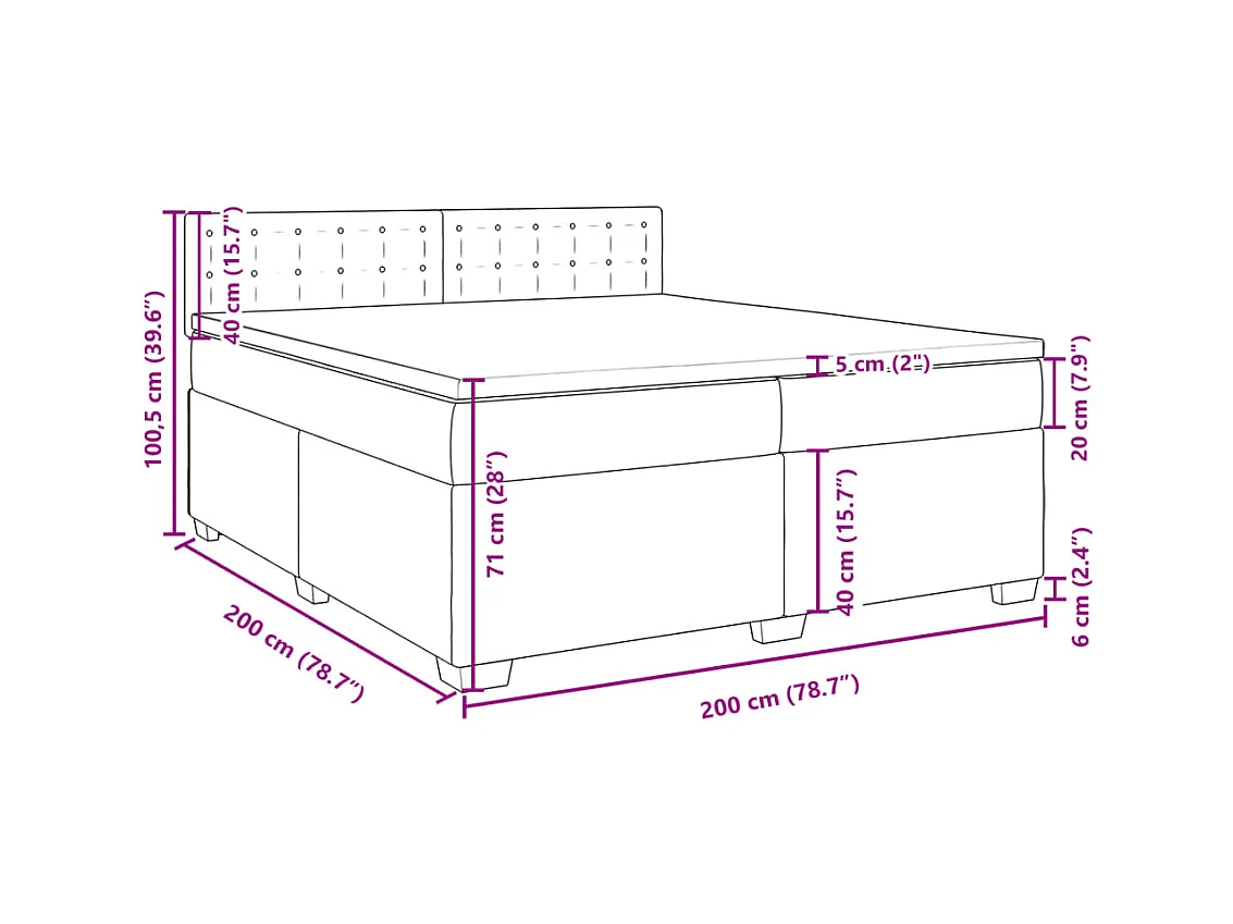 Boxspringbett Matratze Cappuccino-Braun 200x200cm Kunstleder
