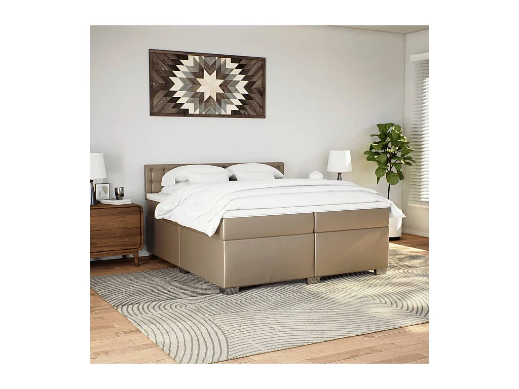 Boxspringbett Matratze Cappuccino-Braun 200x200cm Kunstleder