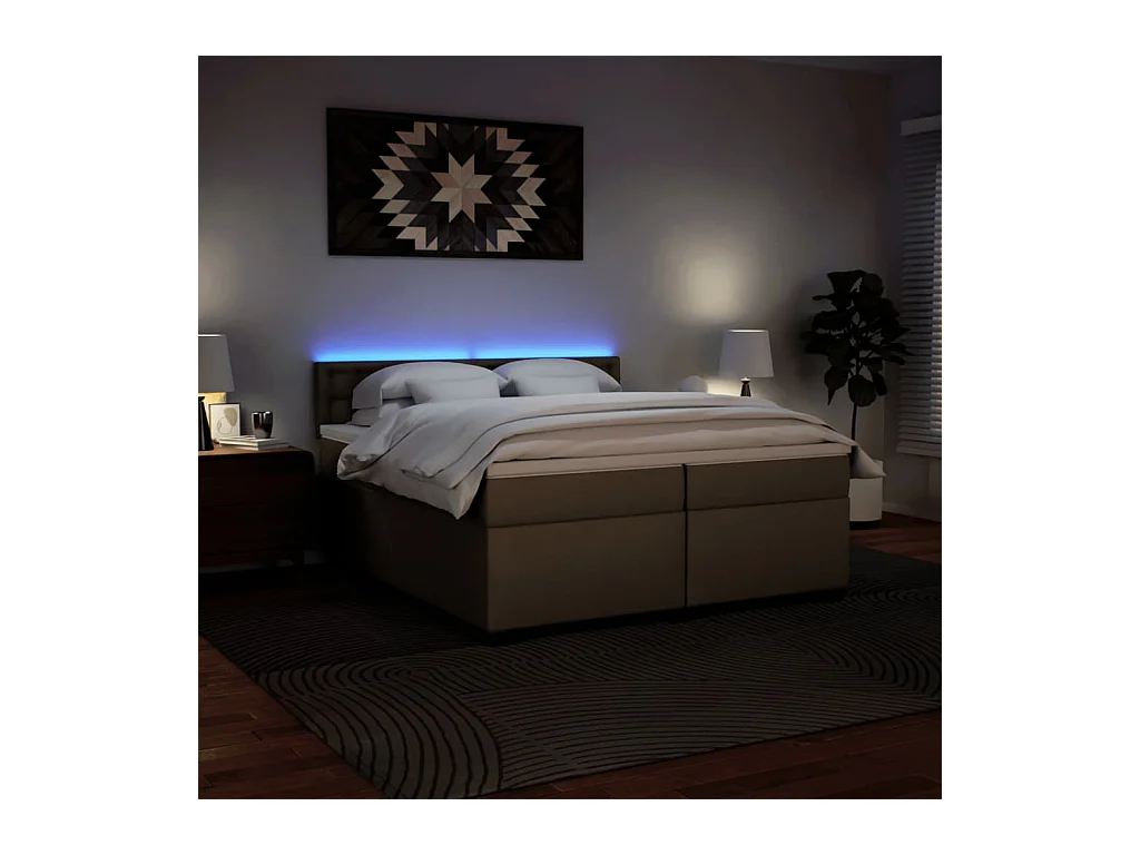 Boxspringbett Matratze Cappuccino-Braun 200x200cm Kunstleder