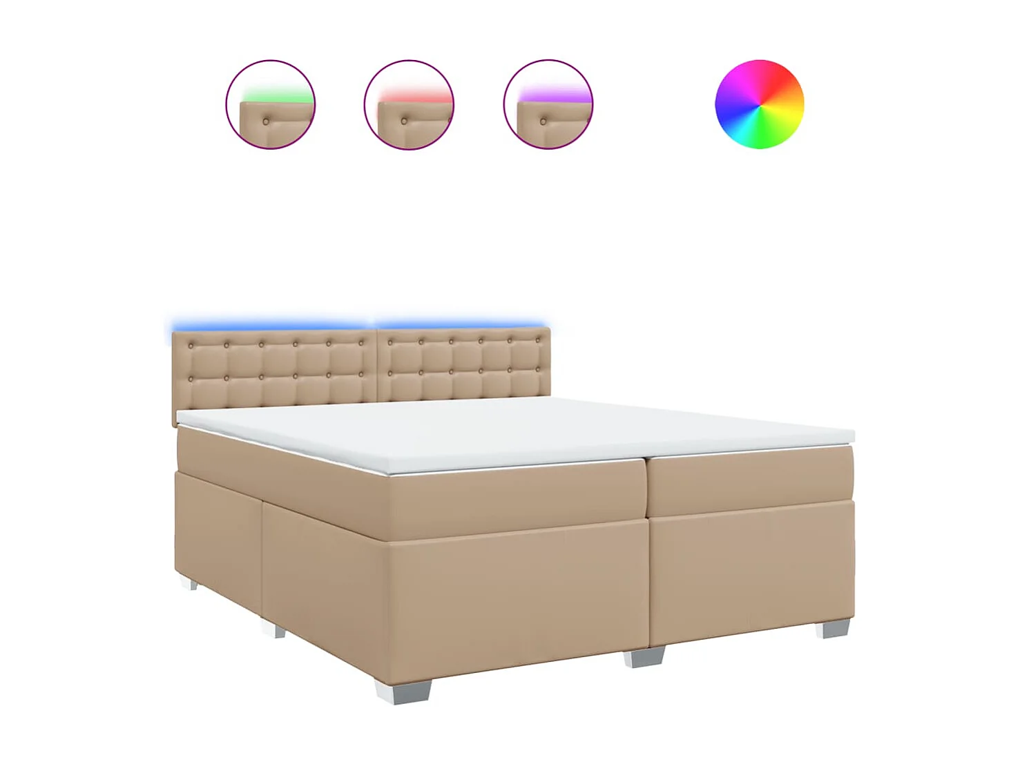 Boxspringbett Matratze Cappuccino-Braun 200x200cm Kunstleder