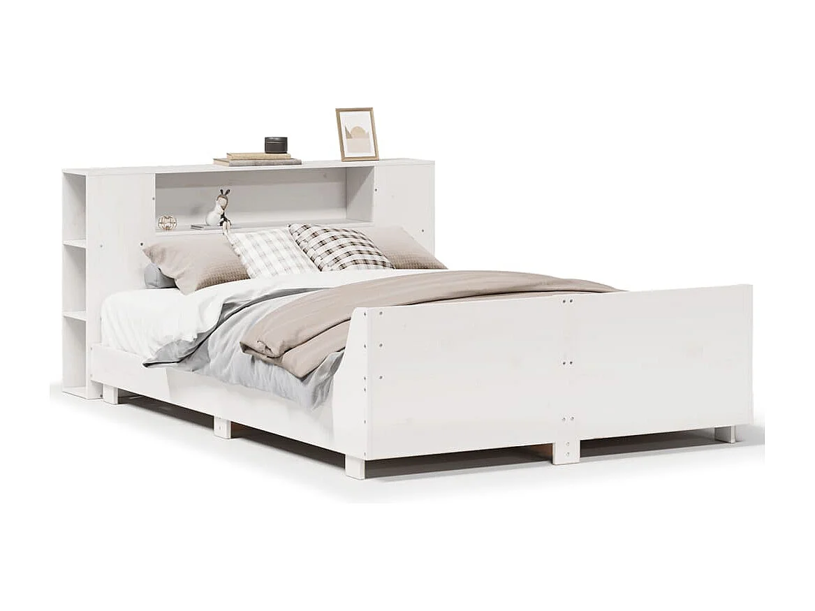 Bedframe zonder matras massief grenenhout wit 150x200 cm
