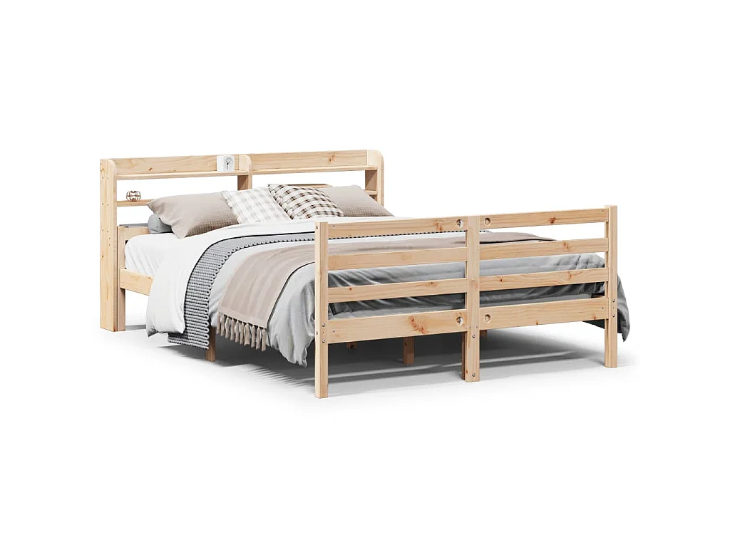 Estrutura de cama c/ cabeceira 150x200 cm pinho maciço