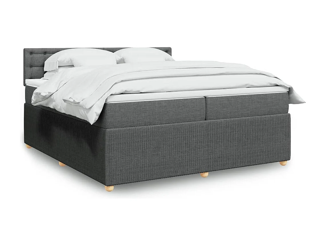 Sommier à lattes de lit avec matelas Gris foncé 200x200cm Tissu