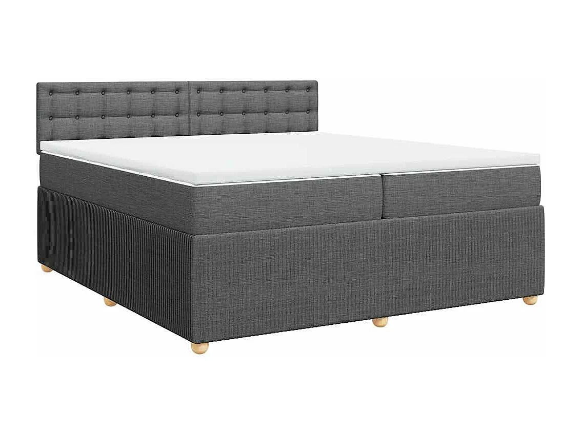 Sommier à lattes de lit avec matelas Gris foncé 200x200cm Tissu