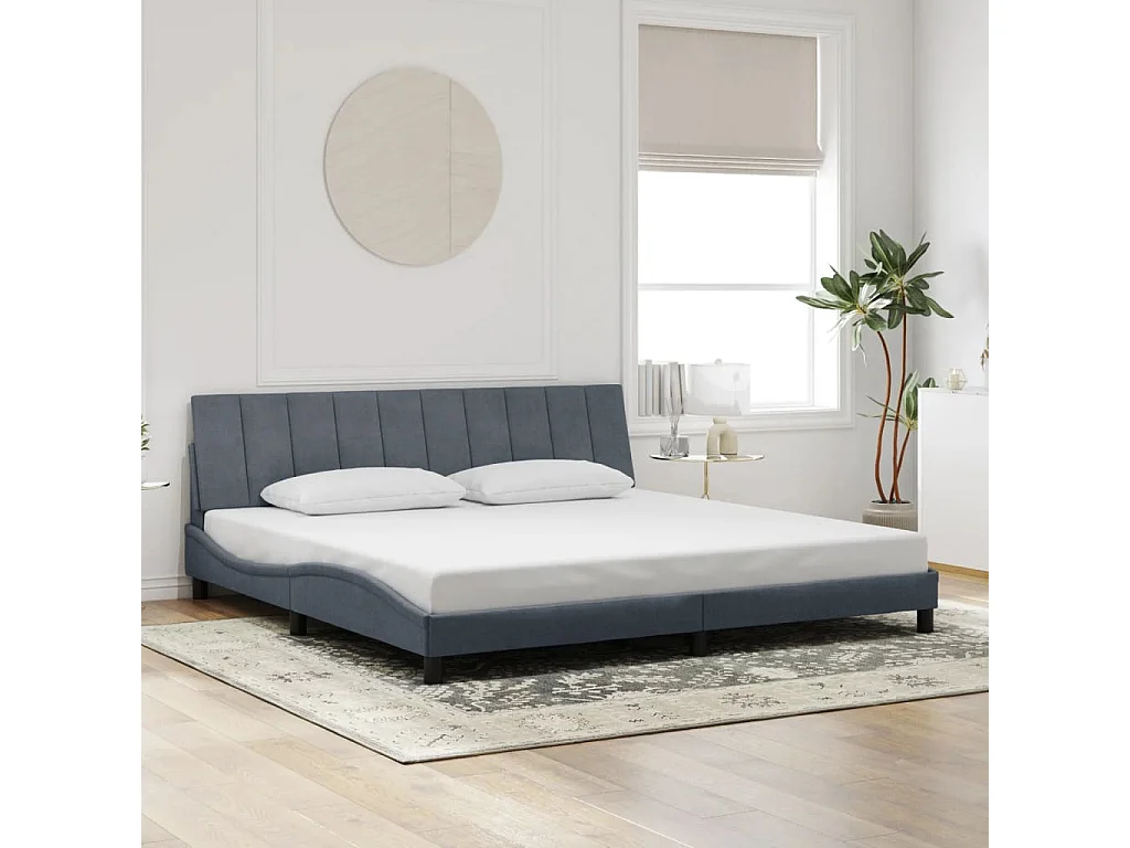 Bedframe met LED zonder matras "Hanko"  fluweel donkergrijs 200x200 cm