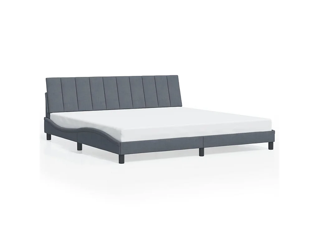 Bedframe met LED zonder matras "Hanko"  fluweel donkergrijs 200x200 cm